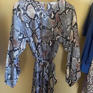 Vintage Snake Print Tie-Waist Dress